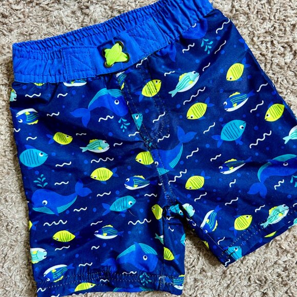 Baby Boys Fish Print Swim Trunks I Size 12M I Quad Seven - Picture 1 of 3